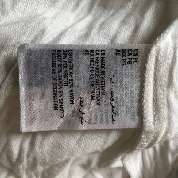 JM Collection Women's Blouse Embroidered Beaded Tassel V-Neck White Petite Large - Picture 7 of 11